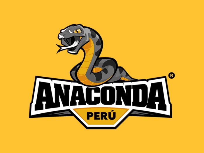 Anaconda logo featuring a fierce cartoon snake.