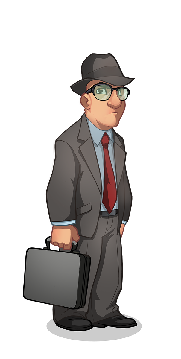 Animated tax consultant character in a suit with a briefcase.