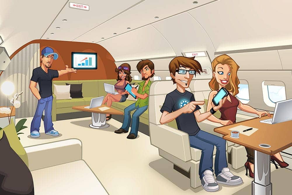 Ilustración interior avión