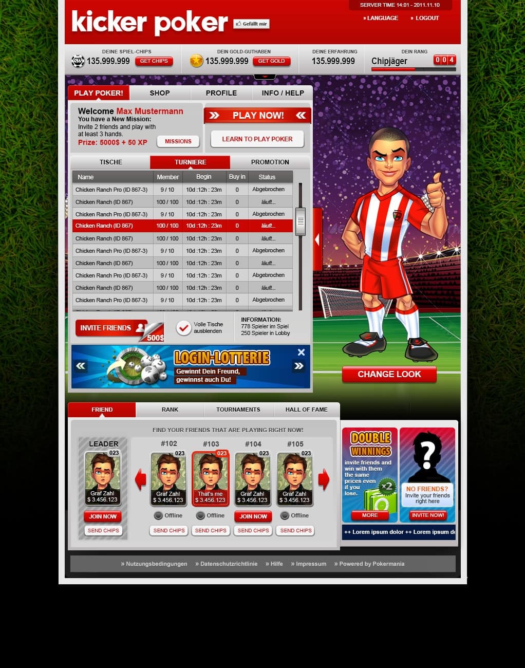app interface poker