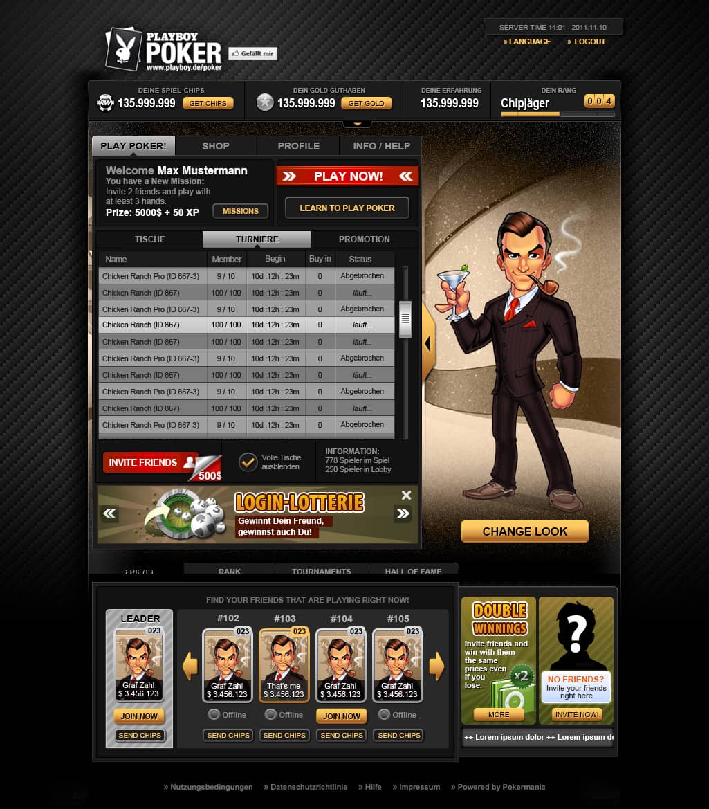 app interface poker
