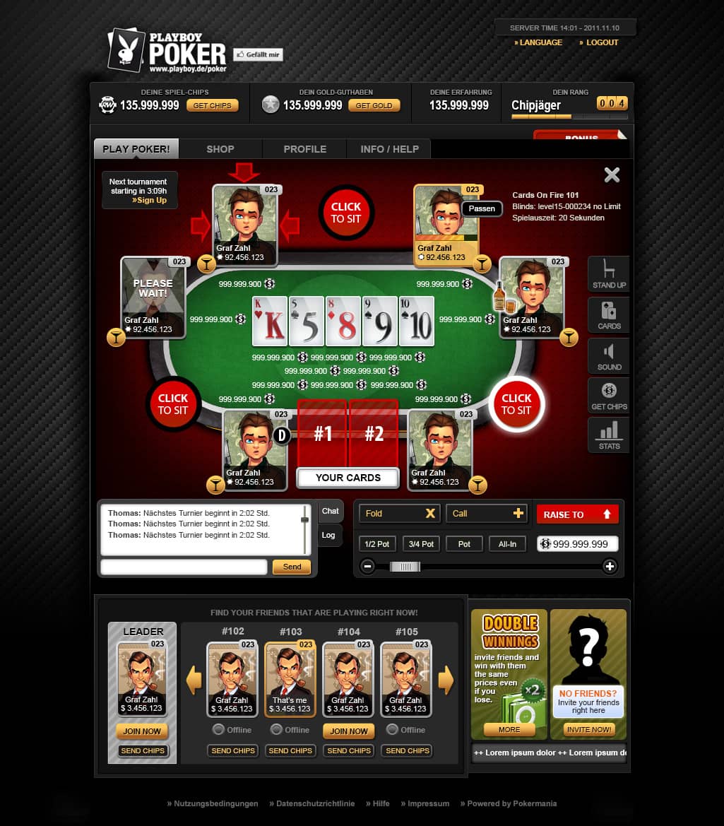 app interface poker