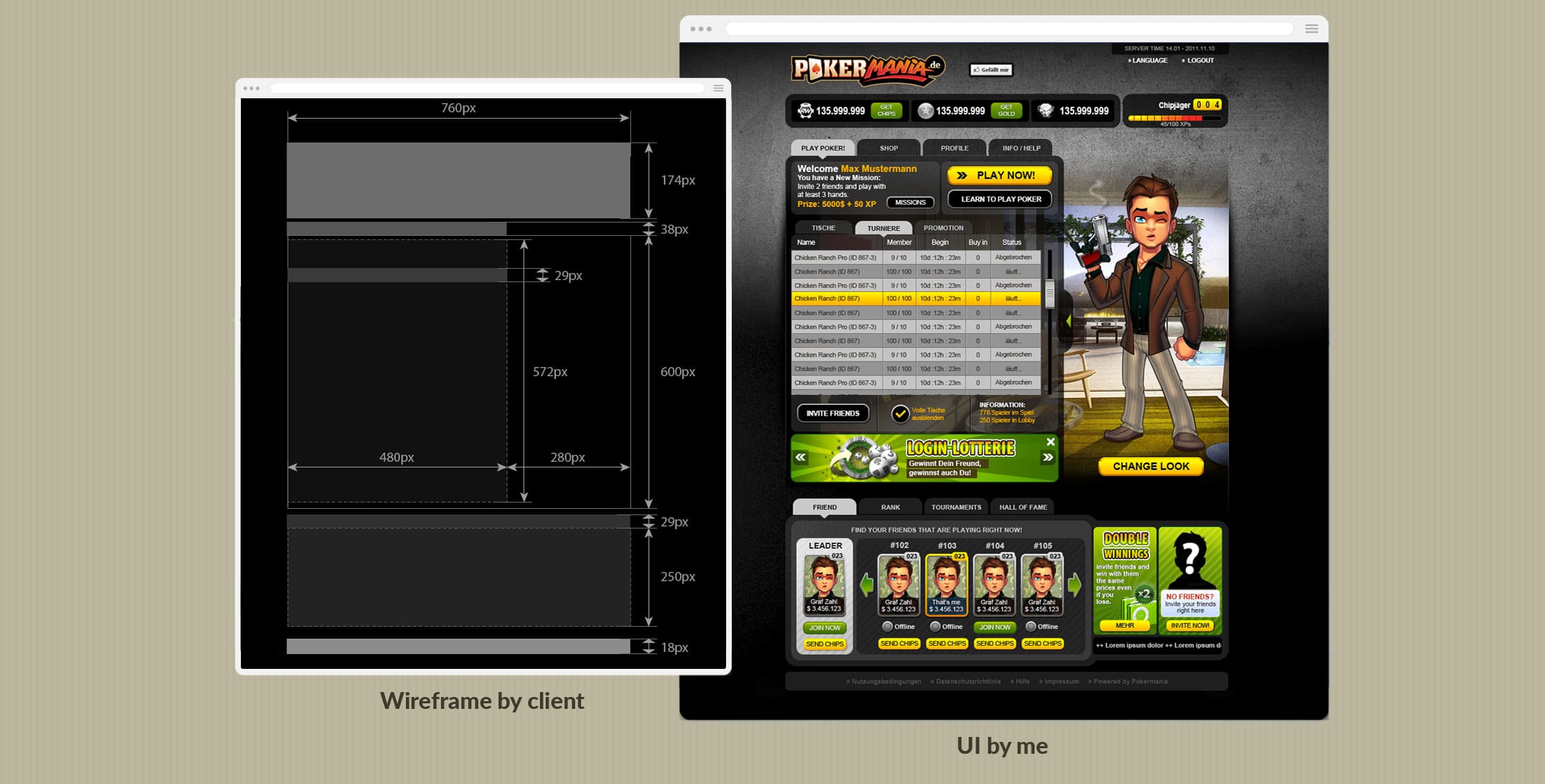 app wireframe to UI