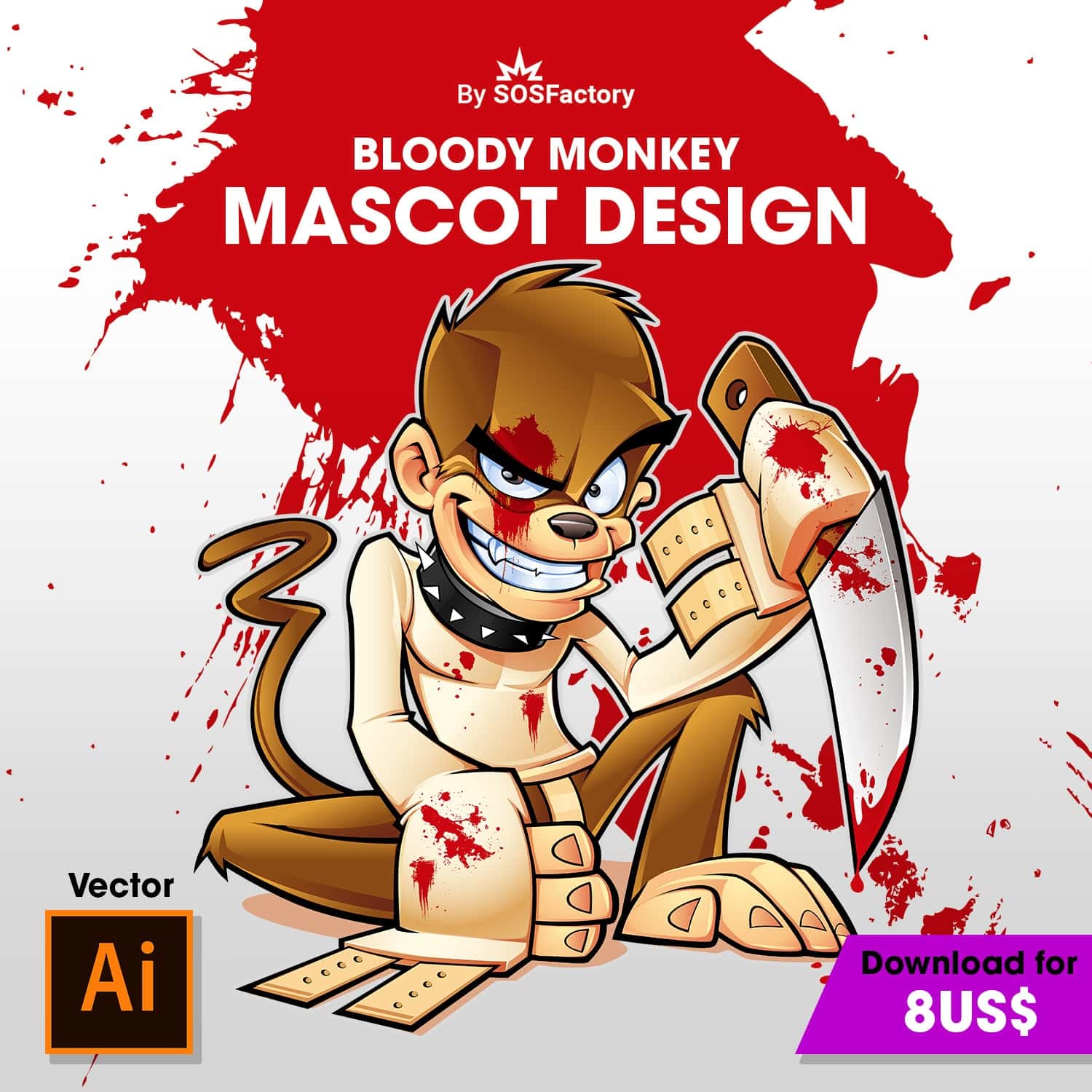 stock vector mascot design bloody monkey
