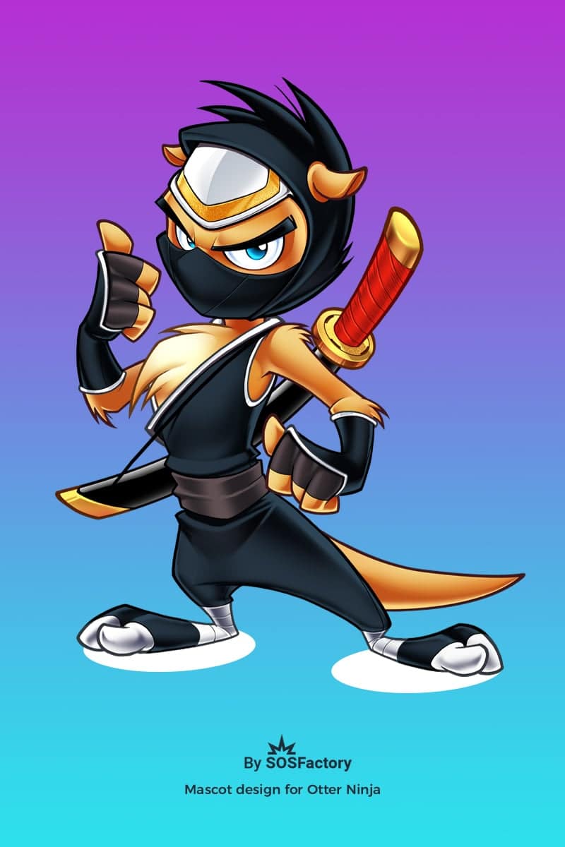 otter ninja mascot design