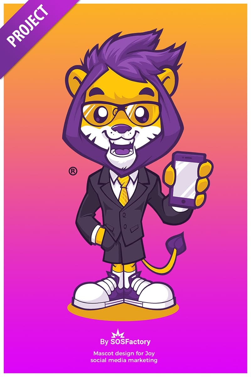 joy lion mascot design