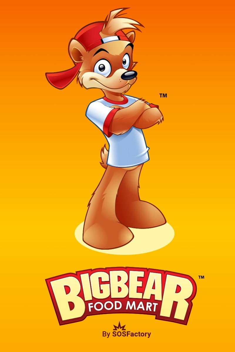 big bear food mart mascot and logo design