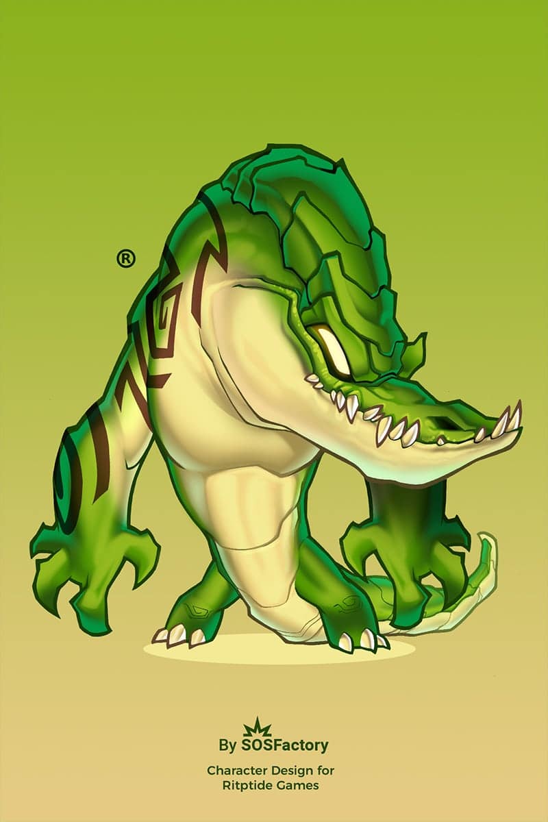 Croc character design for creature games