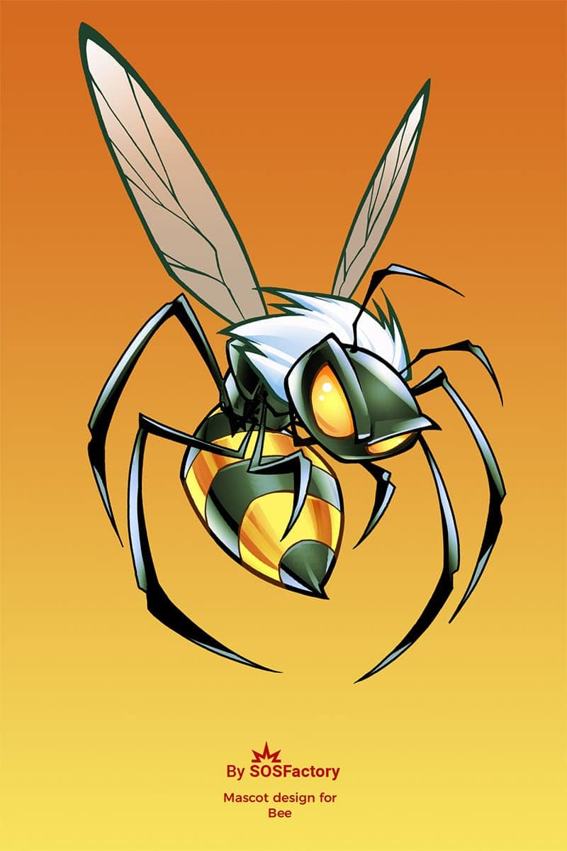 agressive bee mascot logo