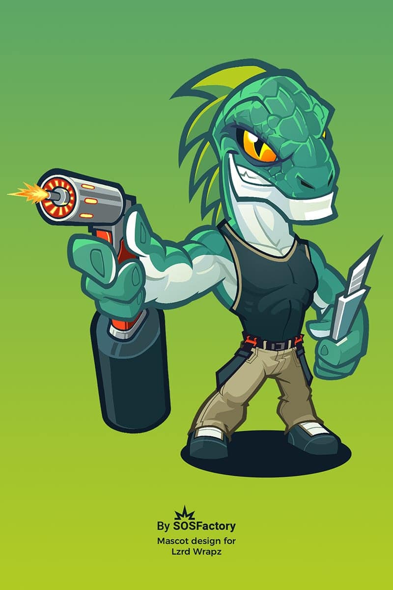 Iguana mascot design for LRZD WARPZ