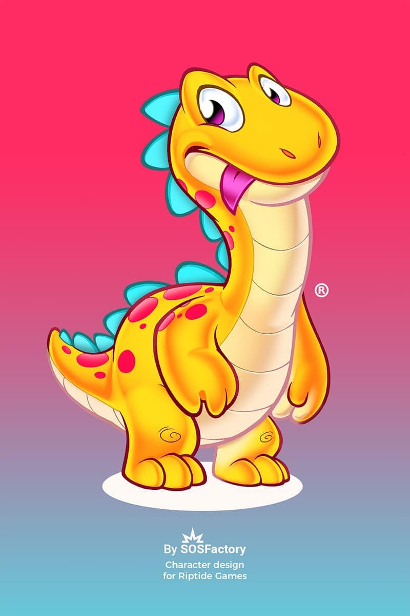 Dino character design for Riptide games