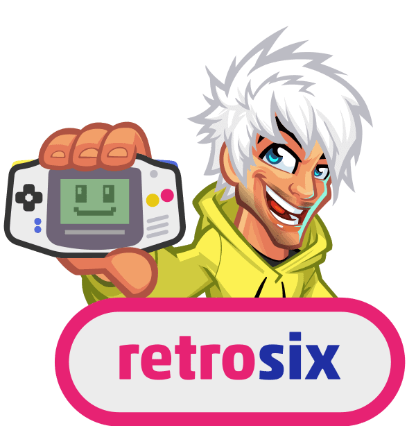 retrosix cartoon logo diseño gba