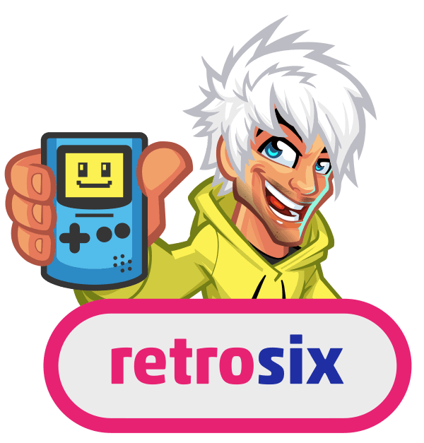 retrosix cartoon logo diseño gbc