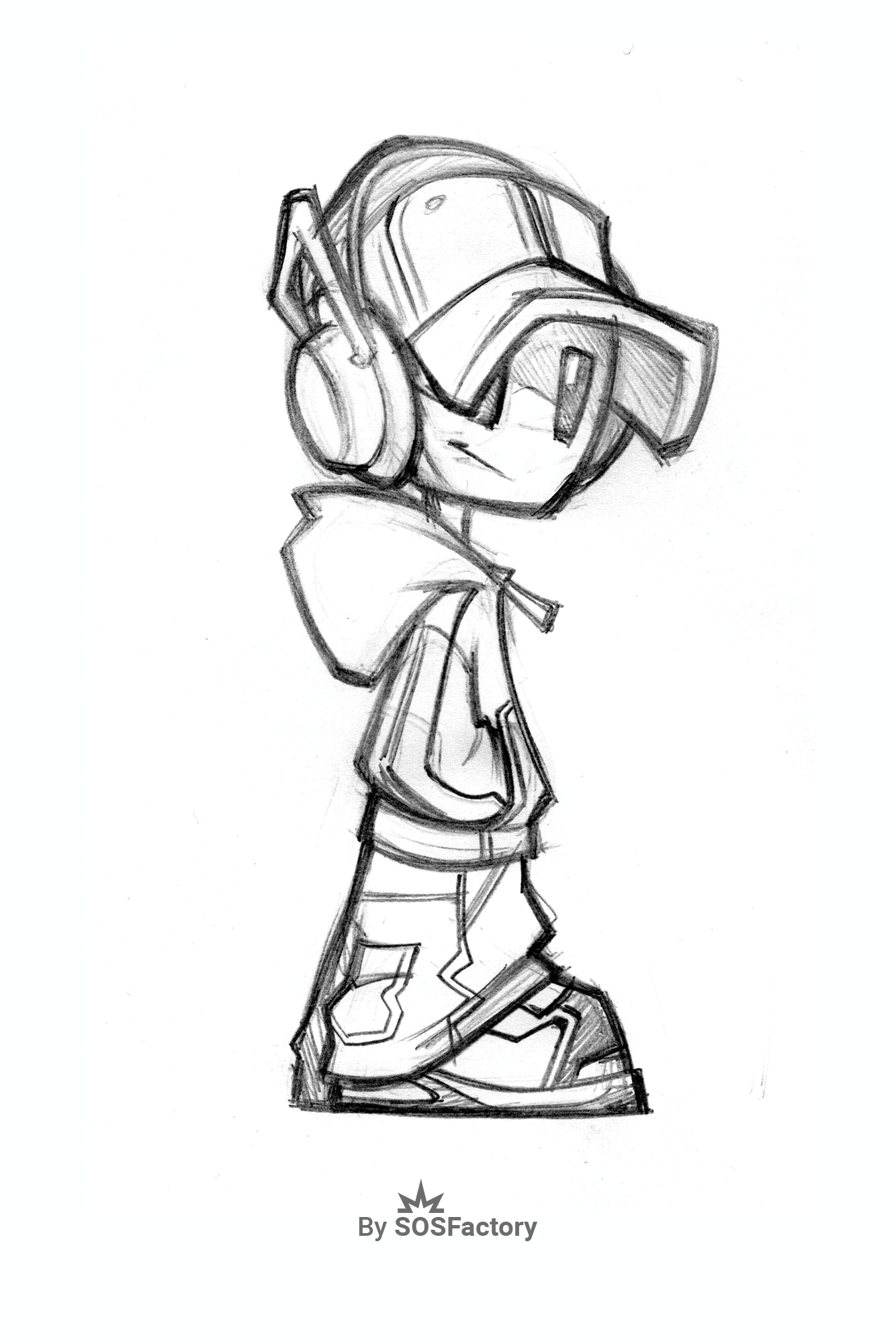 Dibujo personaje chico robot