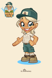 Mascot design Ranger girl Cheerful river kid mascot ready for outdoor adventures